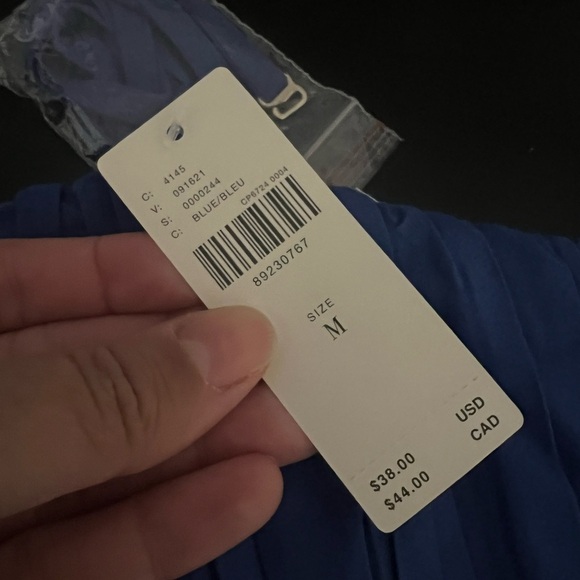 NWT ANTHROPOLOGIE Poplin Ruched Strapless Mini Crop Top Cobalt Blue Sz M - Picture 6 of 7